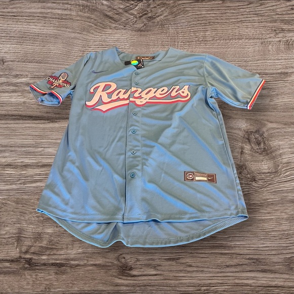 Rangers Corey Seager World Series Champion Nike Jersey Size Large NWT NEW Blue - Picture 1 of 7